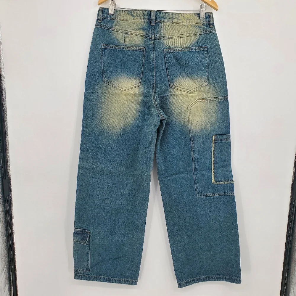 ☆☆  Fashion Nova Wide Leg Cargo Jeans Size 11 NWT